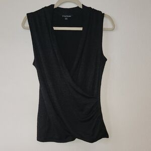 41 Hawthorn Black Knit Drape Tank Top With Rouching Size M